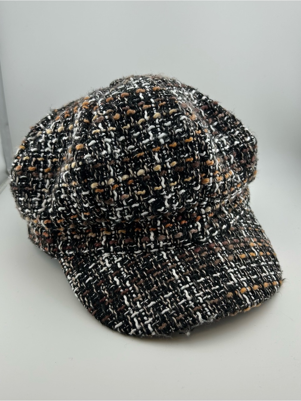 Women’s Tweed Newsboy Cap Wool Blend Black Brown Multicolor Baker Boy Hat